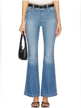 NEW Spanx Flare Jeans Stonewash Blue Stretch Pull On High Rise Jeans size medium